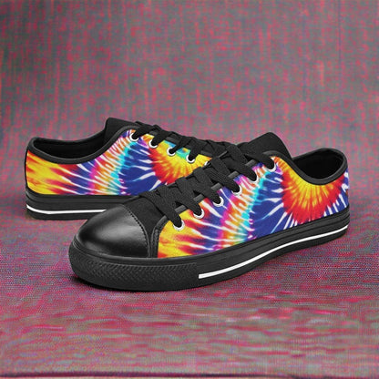Women's Tie Dye Splash hand-made high-top canvas shoes — unique wearable art by Freaky Shoes