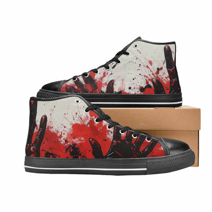 WOMEN'S Halloween Splatter Handprint High Top Canvas Dark Academia Custom Shoes