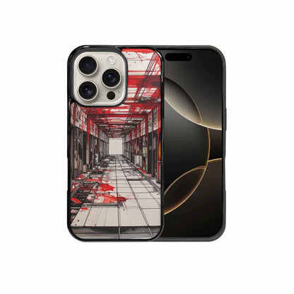 iPhone 16 Pro Case — Liminal Space Fragment Black Red Ink, Custom Printed Phone Case