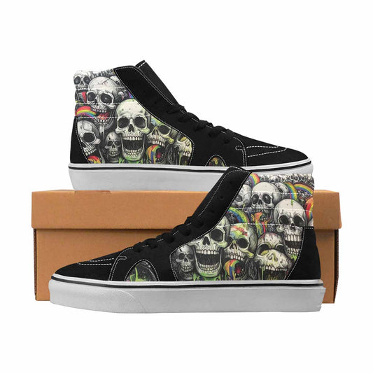 MEN'S Skulls Black & Green Ink High Top Canvas Streetwear Melting Art Customized Sneakers