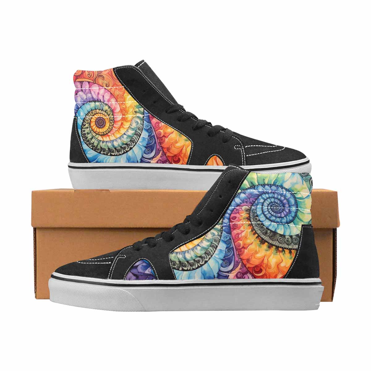 WOMEN'S Tie Dye High Top Canvas Made To Order Dreamcore Custom Print Sneakers