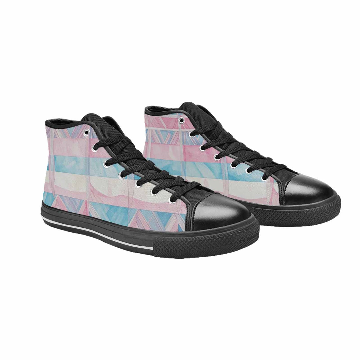 MEN'S Transgender Flag Color High Top Canvas Dark Academia Shoes
