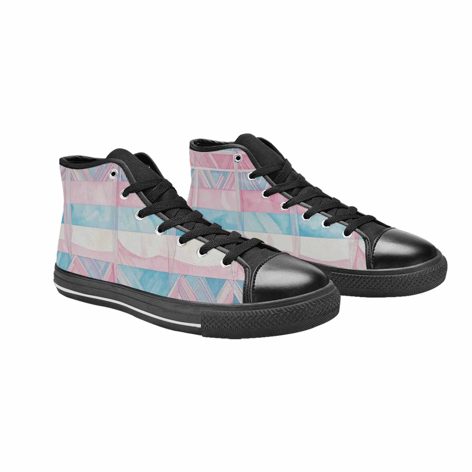 MEN'S Transgender Flag Color High Top Canvas Dark Academia Shoes