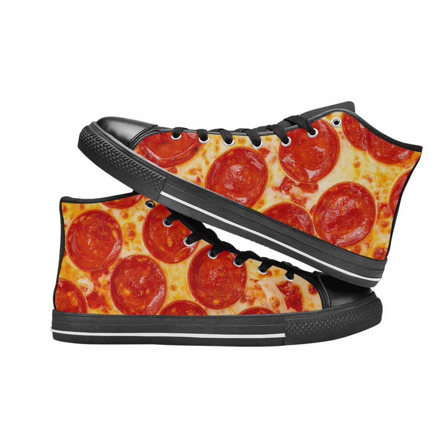 WOMEN'S Pepperoni Pizza Print High Top Canvas Vibrant Chaos Shoes