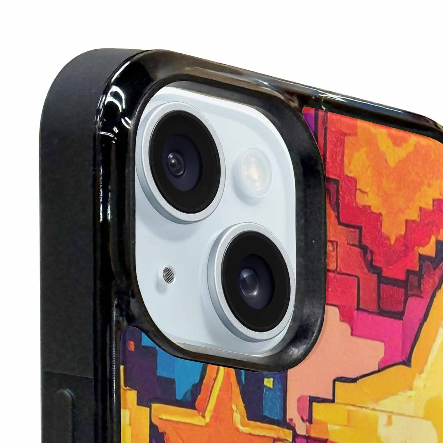 iPhone 15 Plus Case — Pixel Art 8 Bit Burst Pattern, Custom Designed Case Cover