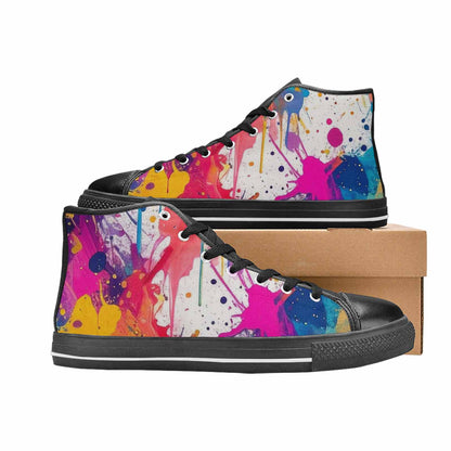 WOMEN'S Paint Splatter High Top Canvas Grunge Sneakers