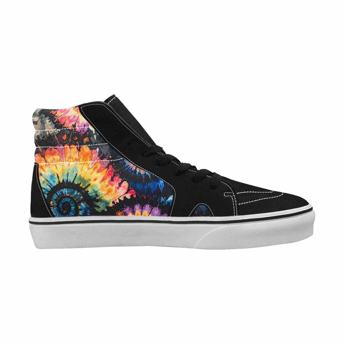 WOMEN'S Tie Dye Black & Blue Ink High Top Canvas Streetwear Cottagecore Custom Sneakers