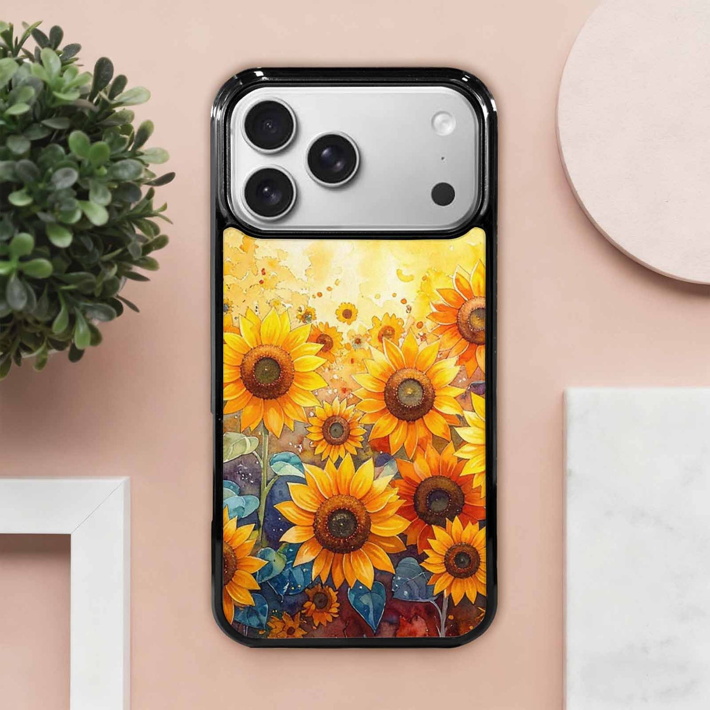 iPhone 17 Pro Max Case — Full Color Vibrant Sunflower Floral, Custom Print Case Cover