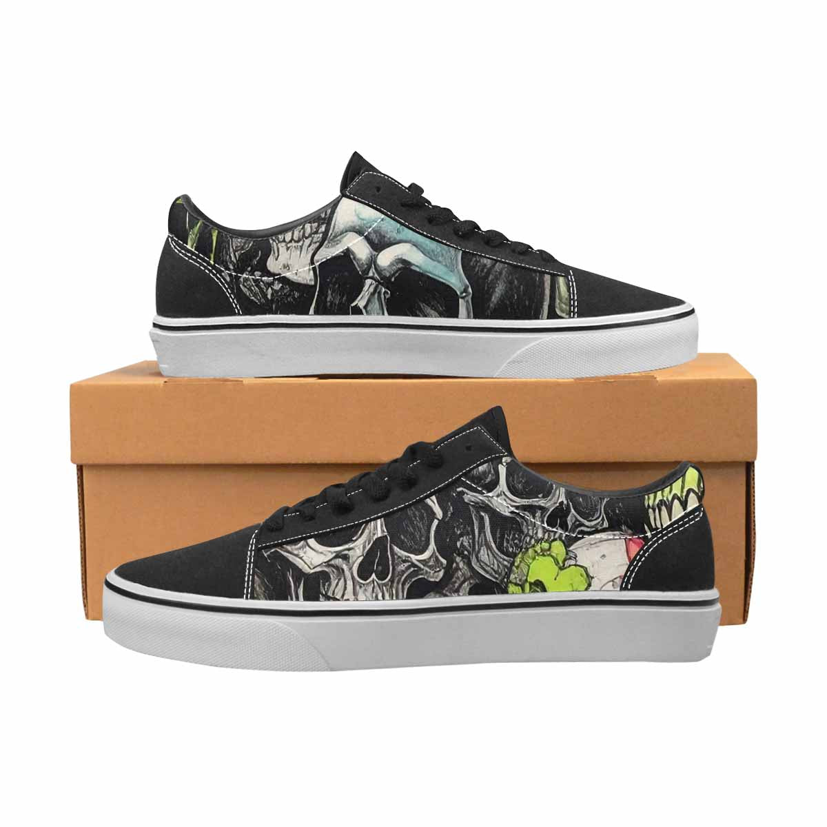 WOMEN'S Rainbow From Skull S Lace-Up Canvas Neon Fantasy Custom Shoes