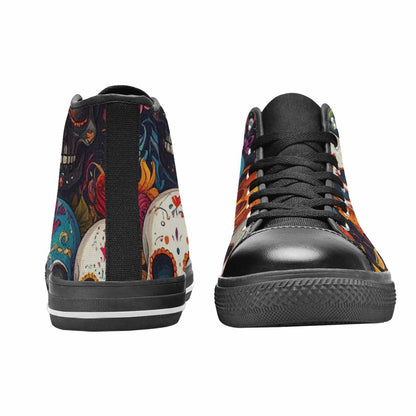 WOMEN'S Skull High Top Canvas Wallpaper Art Shoes