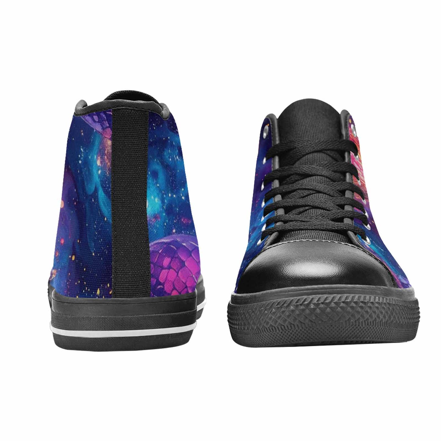 WOMEN'S Galaxy Snake Print High Top Canvas Y2K Custom Shoes