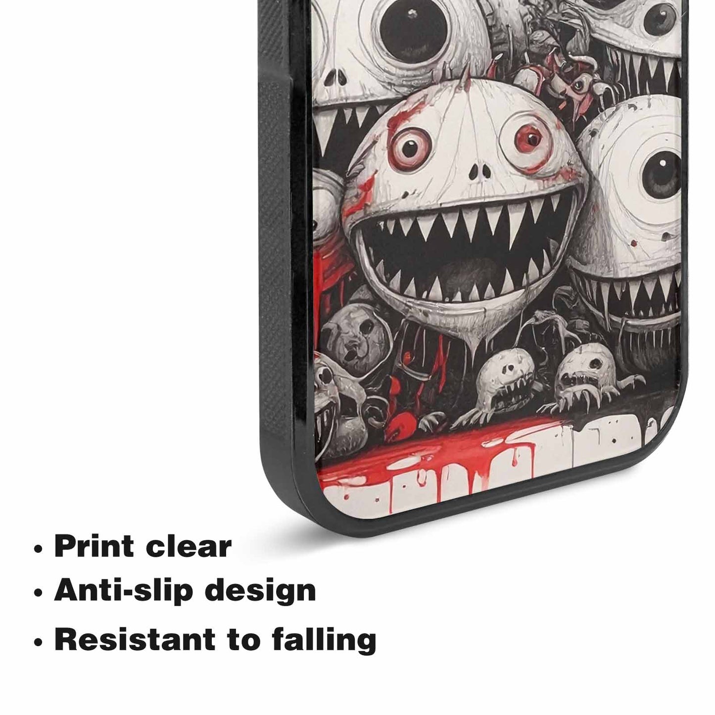 iPhone 15 Case — Multi Eye Monster Black Red Ink, Unique Phone Case Design