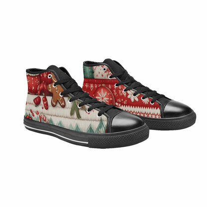 WOMEN'S Christmas Holly Snowflake High Top Canvas Wallpaper Art Shoes