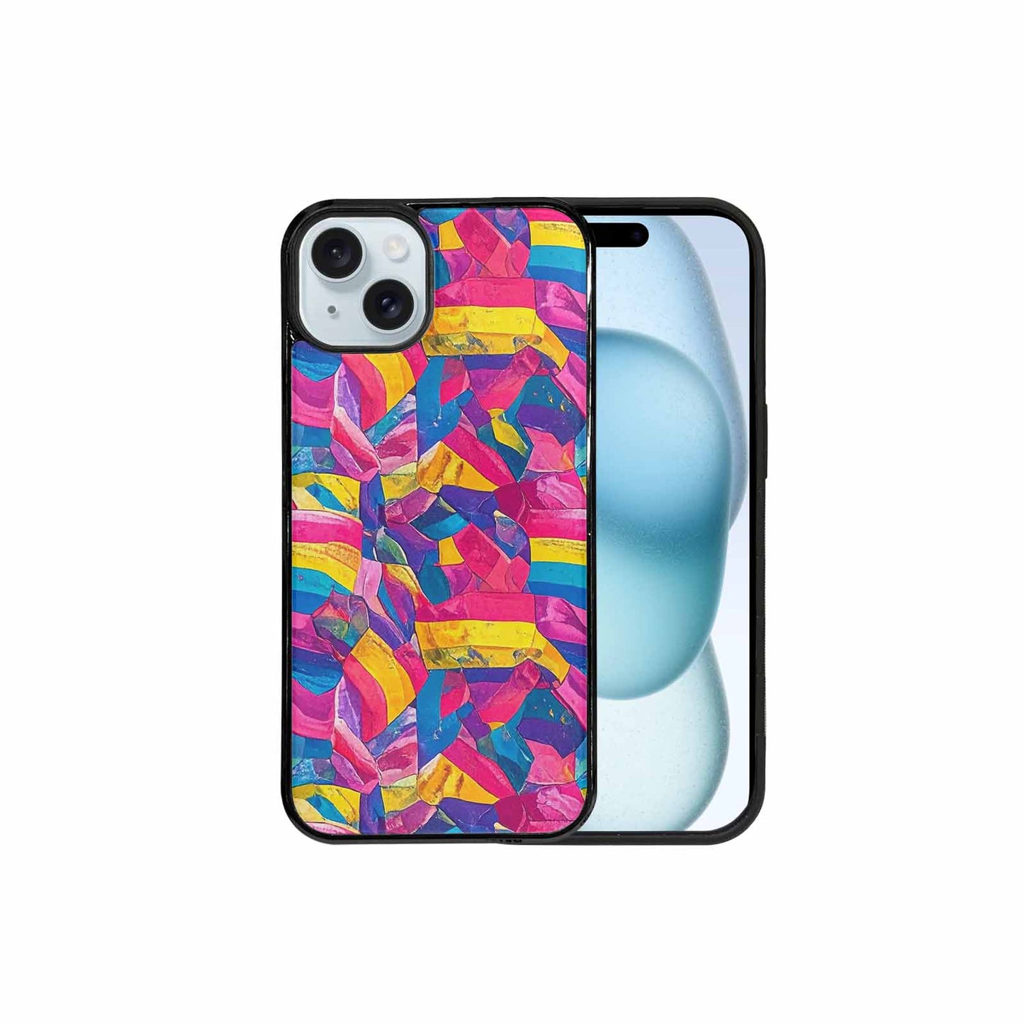 iPhone 15 Plus Case — Pansexual Flag Color Theme Small Rainbow, Custom Designed Case Cover