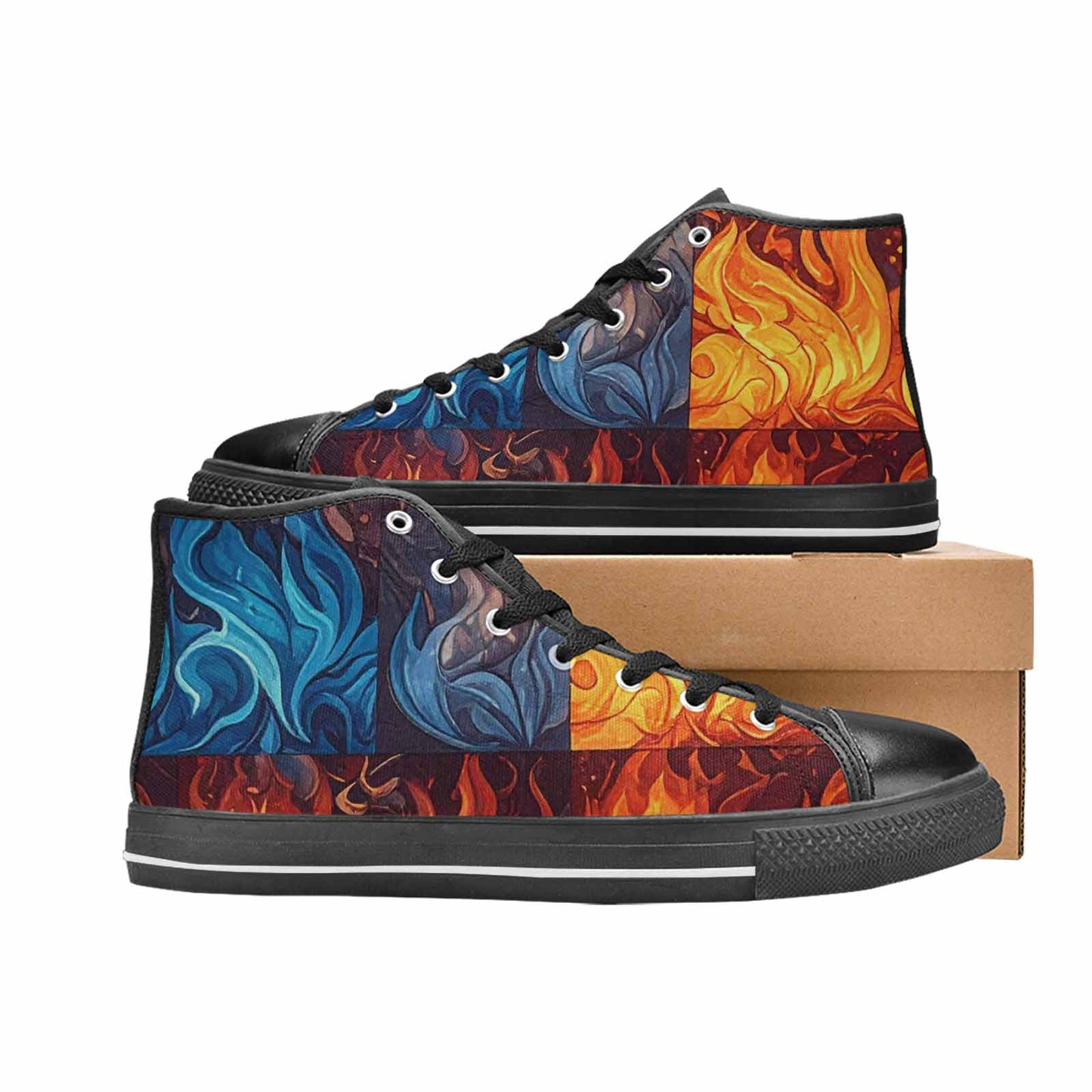 WOMEN'S Fire Flame High Top Canvas Y2K Custom Sneakers