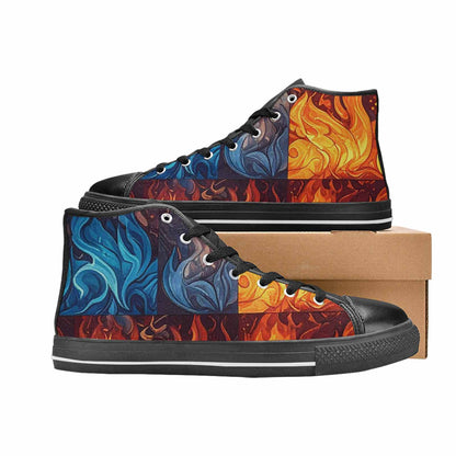 WOMEN'S Fire Flame High Top Canvas Y2K Custom Sneakers