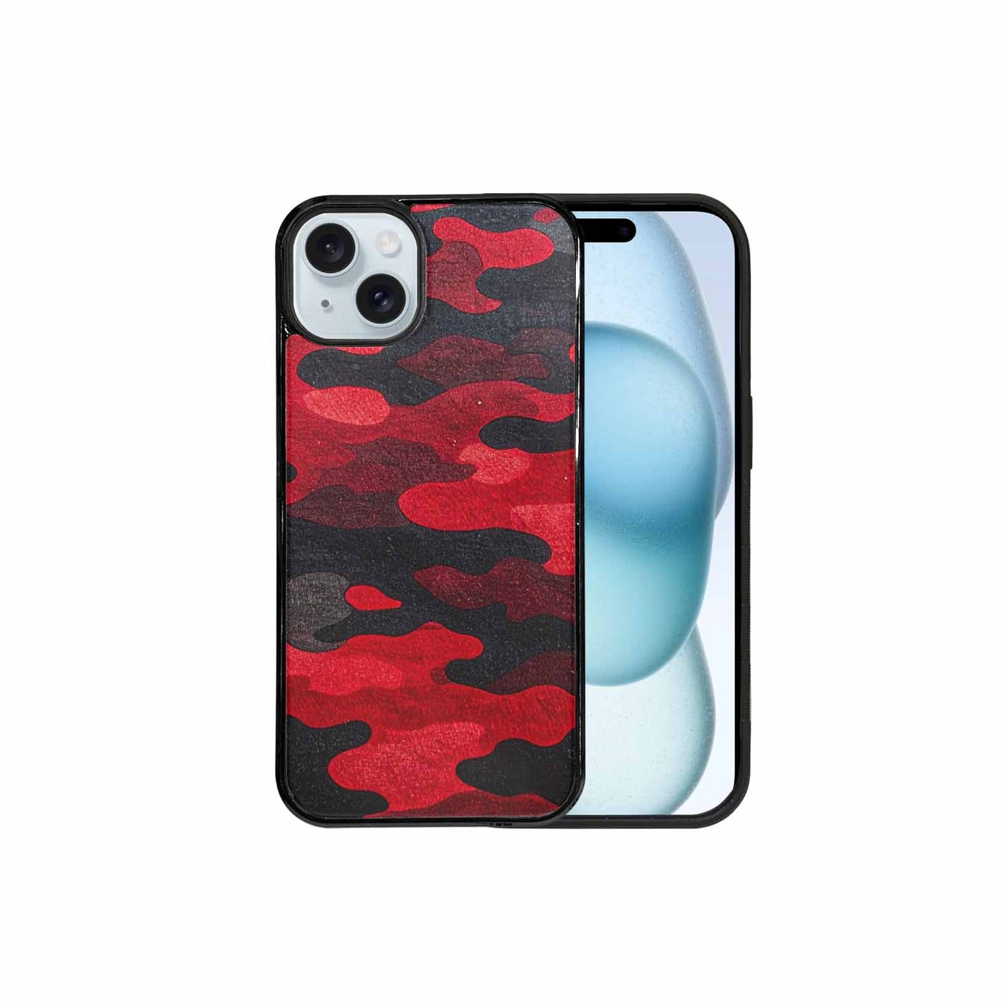 iPhone 15 Plus Case — Tactical Camo Red Black Custom, Custom Phone Case