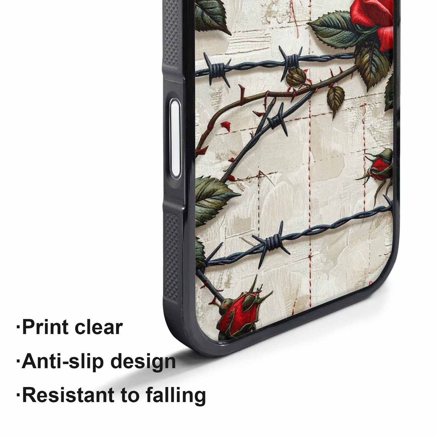 iPhone 17 Pro Max Case — Glossy Barbed Wire Original Art, Custom Print Case Cover