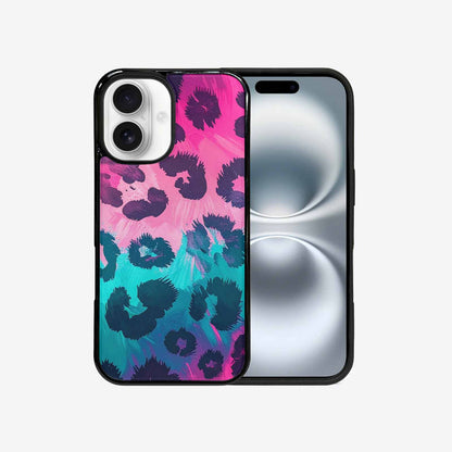 iPhone 16 Case — Leopard Neon Pink Teal Airbrush, Custom Designed Case Cover
