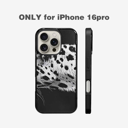 iPhone 16 Pro Case — Leopard Print Black And White Style, Original Design Phone Case