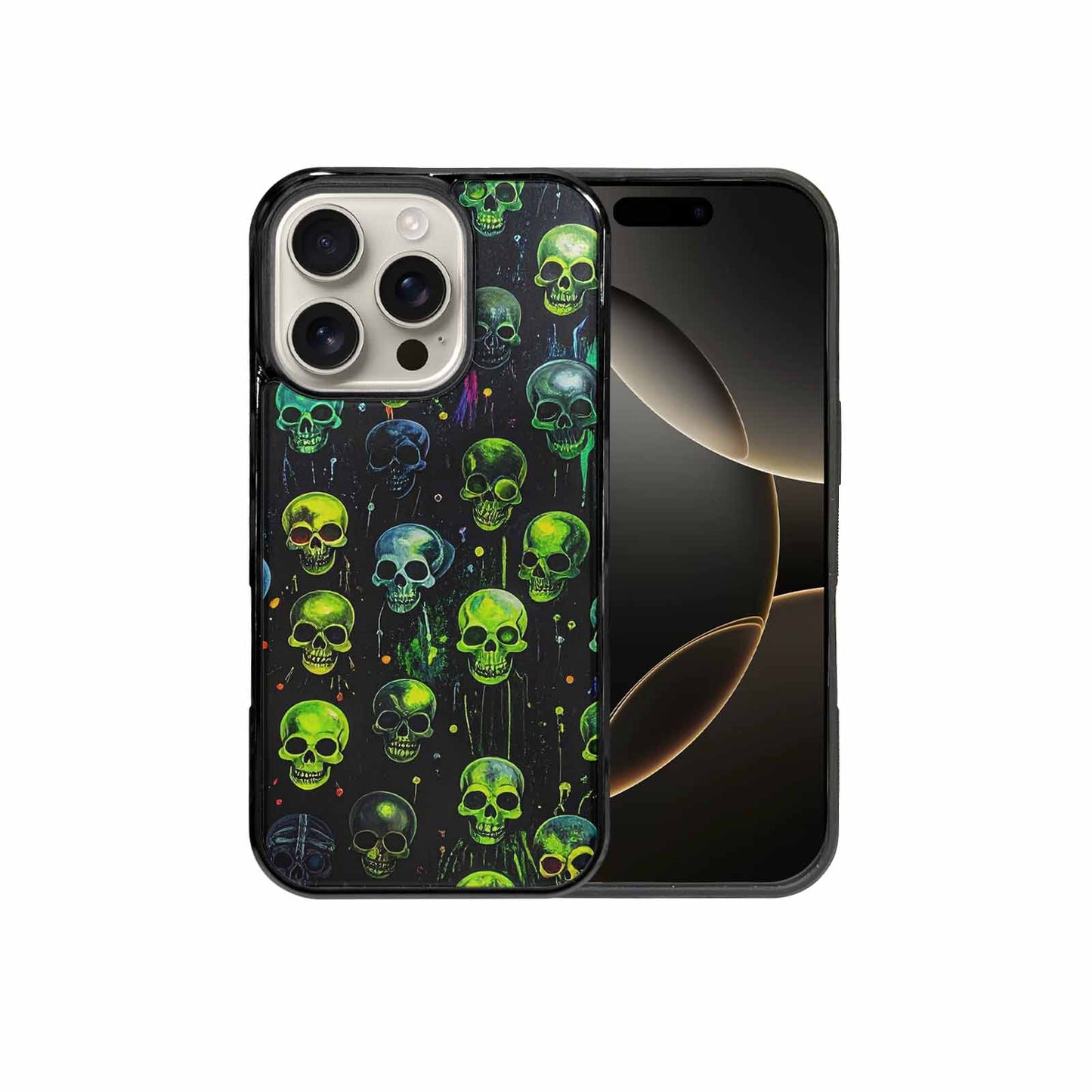 iPhone 16 Pro Case — Skeletons Neon Green Glowskele Egb, Custom Art Phone Cover