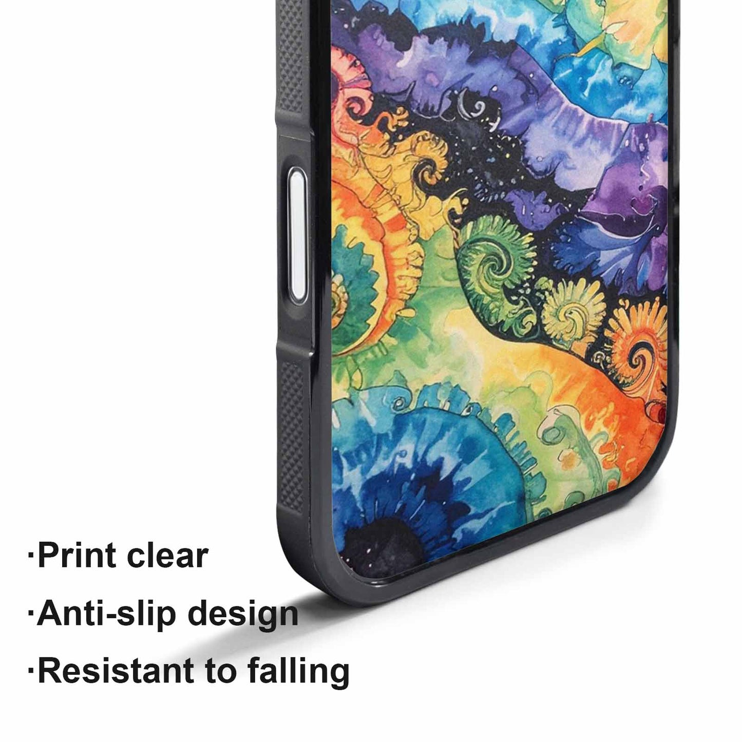 iPhone 17 Pro Case — Black Blue Ink Tie Dye Tie, Custom Phone Case