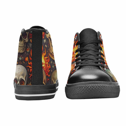 MEN'S Skulls - Flaming High Top Canvas Aesthetic Custom Sneakers