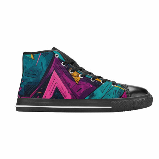 WOMEN'S 80S Retro Print High Top Canvas Wallpaper Art Custom Shoes