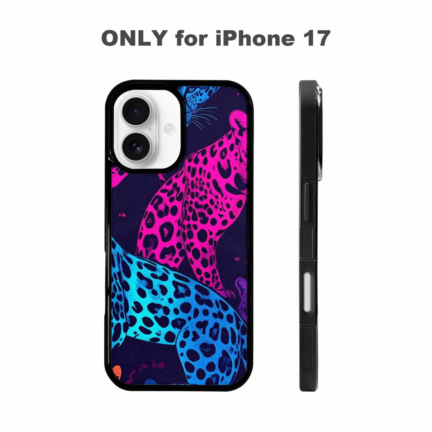 iPhone 17 Case — Leopard Print Neon Seamless Animal Print, Custom Phone Case