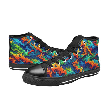 WOMEN'S Psychedelic Camo Rhythm High Top Canvas Y2K Sneakers