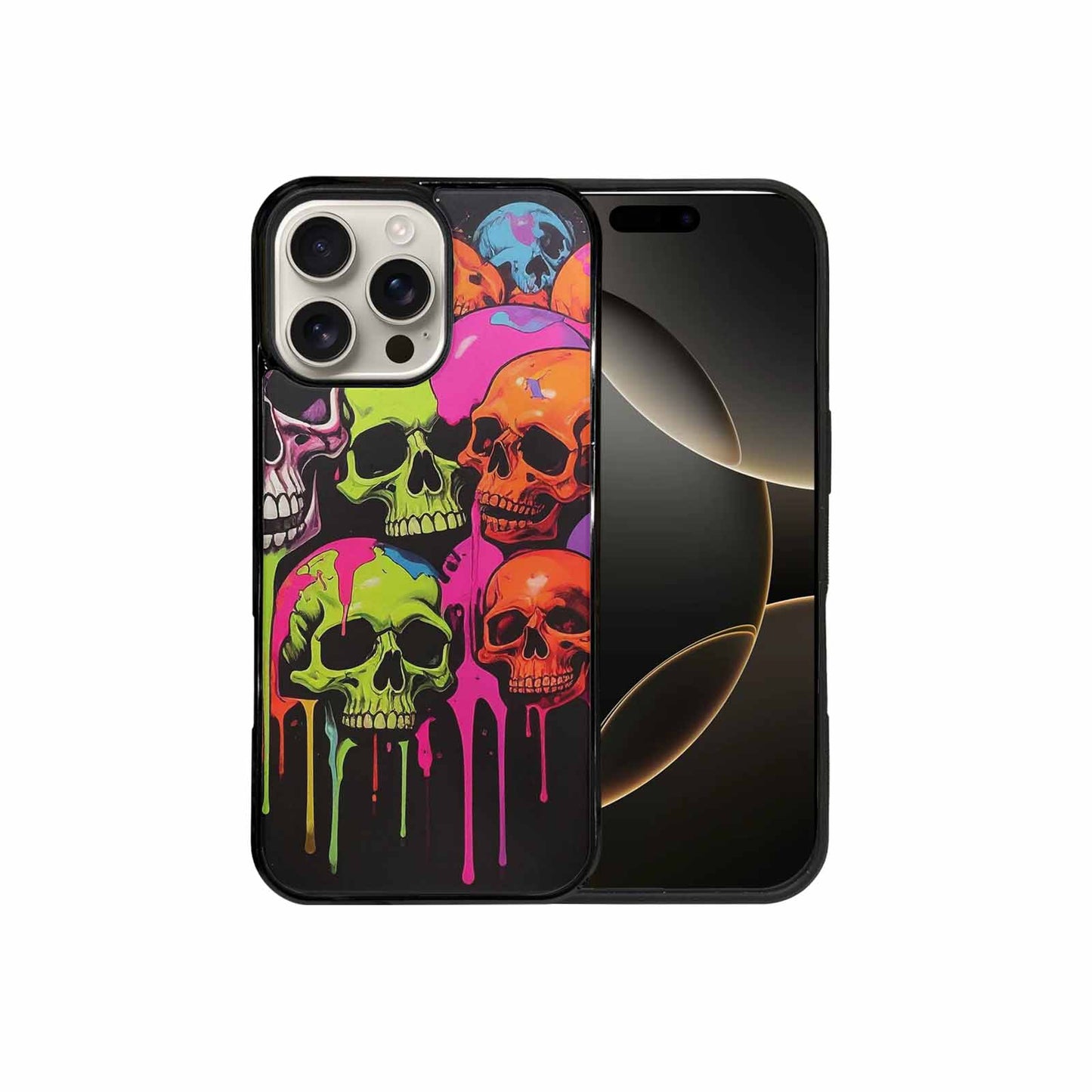 iPhone 16 Pro Max Case — Vibrant Camo 1000\'s Of Skeletons Neon, Customized Protective Case