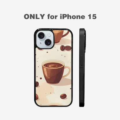 iPhone 15 Case — Coffee Cup And Bean Pattern Seamless, Custom Made Phone Cover
