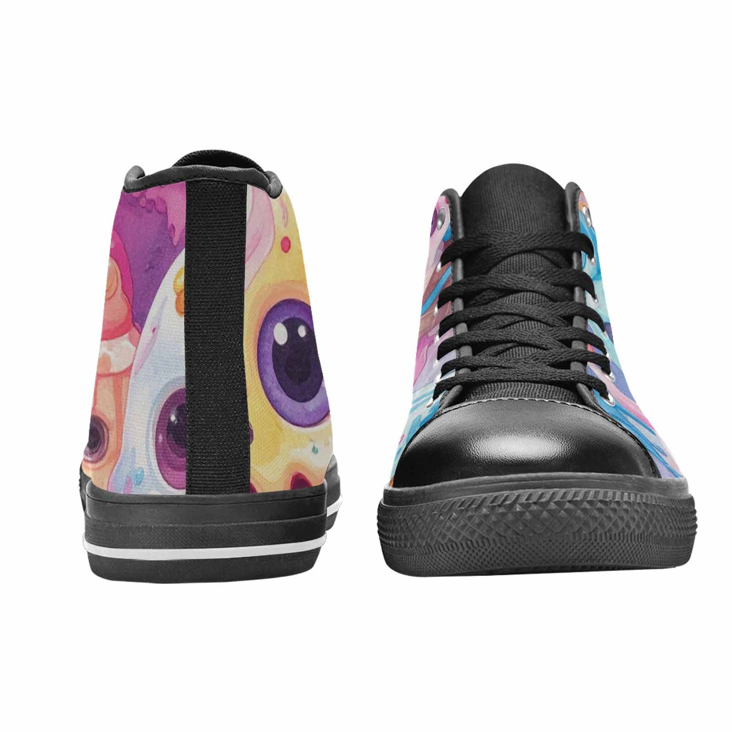 MEN'S Melting Icecream Cone Monster High Top Canvas Neon Fantasy Custom Shoes