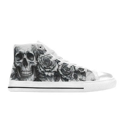 Dark Skull Crown Women's Gothic Dark Art High Top Canvas Shoes | Freaky Shoes®