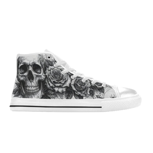 WOMEN'S Dark Art Skull High Top Canvas Vivid Custom Sneakers