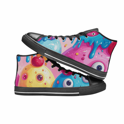 WOMEN'S Melting Icecream Monster Cherry High Top Canvas Cottagecore Shoes