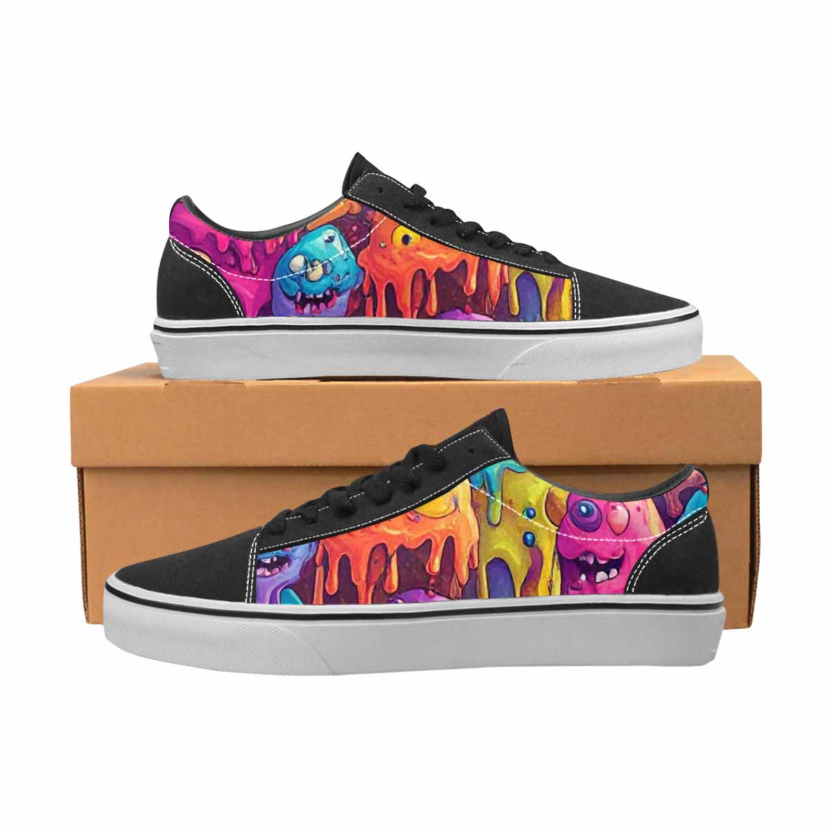 WOMEN'S Melting Ice Cream Monster Lace-Up Canvas Dreamcore Shoes