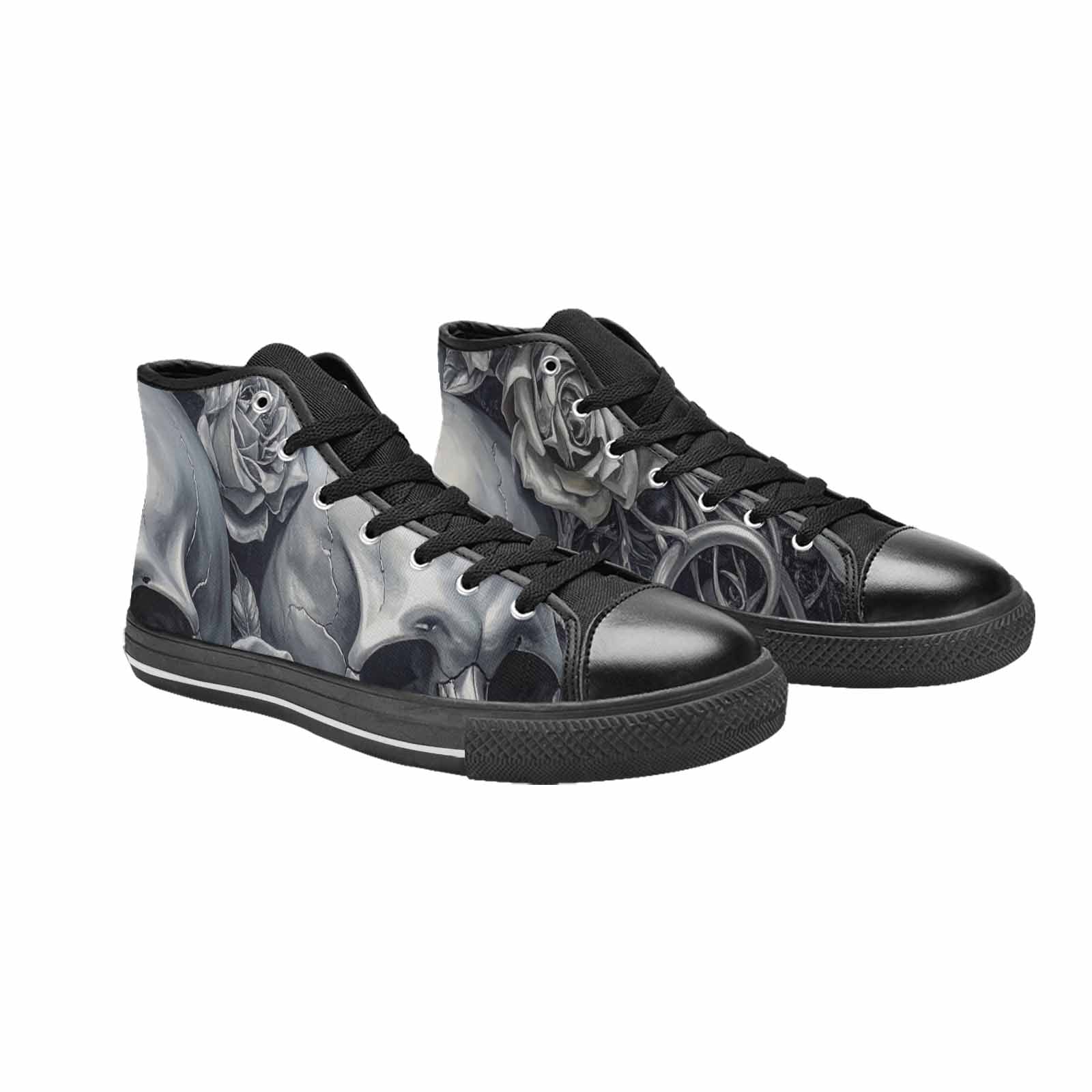 MEN'S Skulls Roses Chrome Airbrush High Top Canvas Dreamcore Custom Sneakers