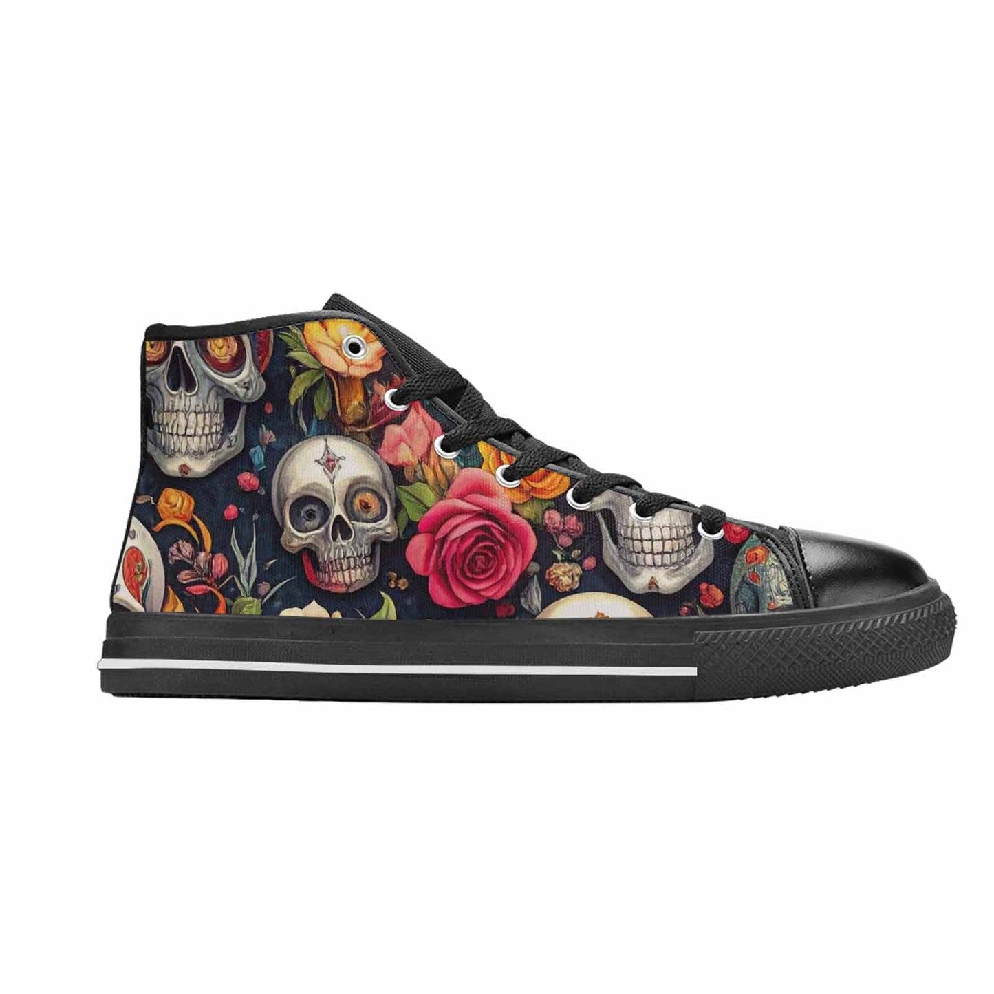 MEN'S Skull High Top Canvas Cottagecore Custom Sneakers