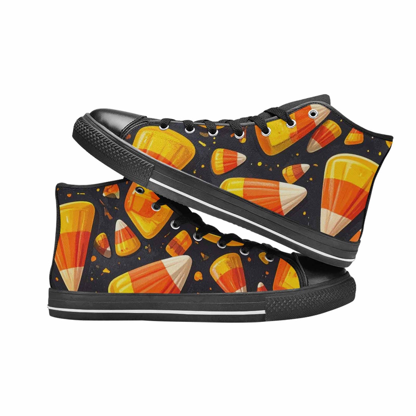 WOMEN'S Halloween Candy Corn High Top Canvas Neon Fantasy Custom Shoes