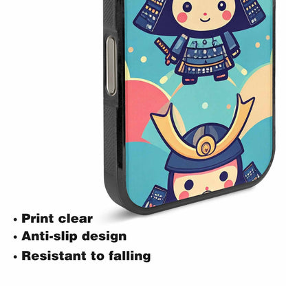 iPhone 16 Pro Max Case — Samurai Cartoon Art Repeat Pattern, Custom Printed Phone Case