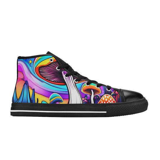 MEN'S Colorful Mushrooms Art Vibe High Top Canvas Vibrant Chaos Shoes