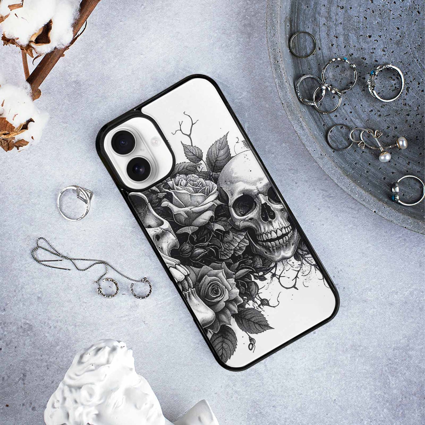 iPhone 16 Plus Case — Skull Gothic Art Dark Original, Custom Art Phone Cover
