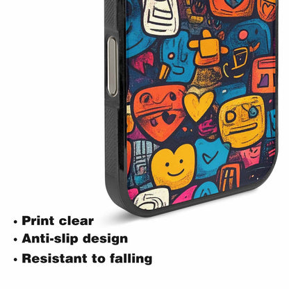 iPhone 16 Pro Case — Hand Drawn Icon Doodle Pattern Hundreds, Custom Printed Phone Case