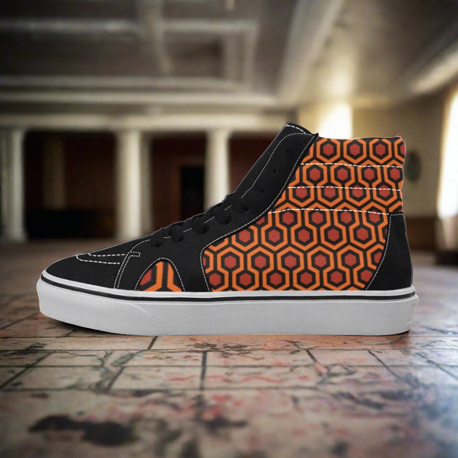 Women's Carpet Pattern Art Freaky high-top canvas shoes, custom full-wrap printed design — Freaky Shoes