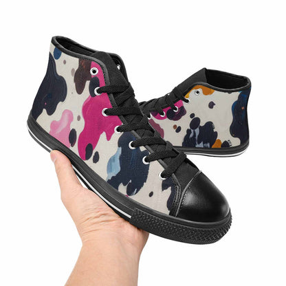 WOMEN'S Cow Animal Print High Top Canvas Y2K Custom Shoes