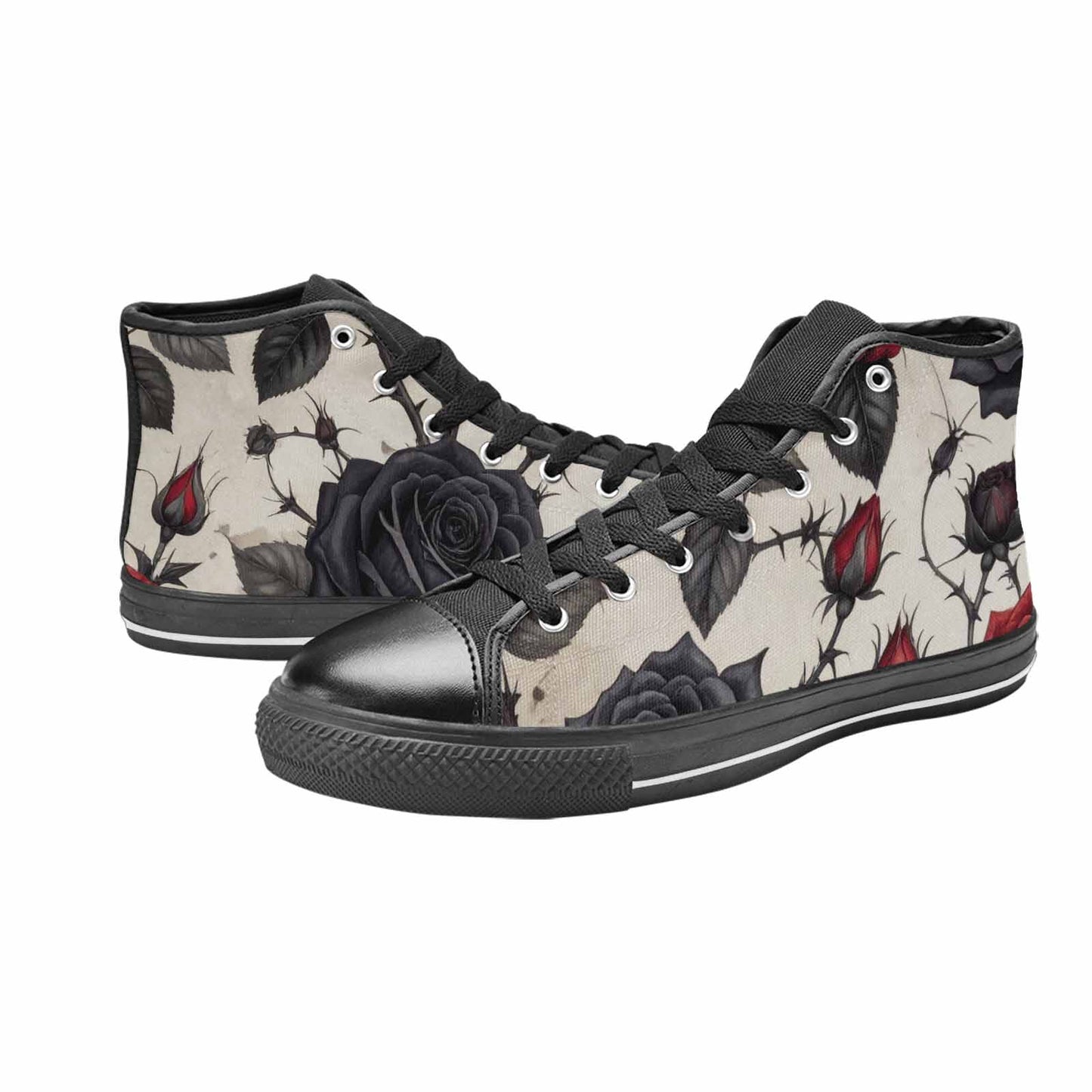 MEN'S Black Gothic Rose High Top Canvas Y2K Shoes