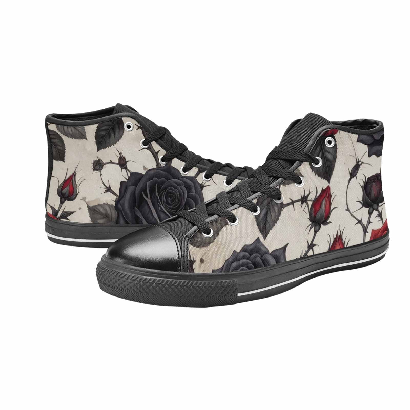 MEN'S Black Gothic Rose High Top Canvas Y2K Shoes