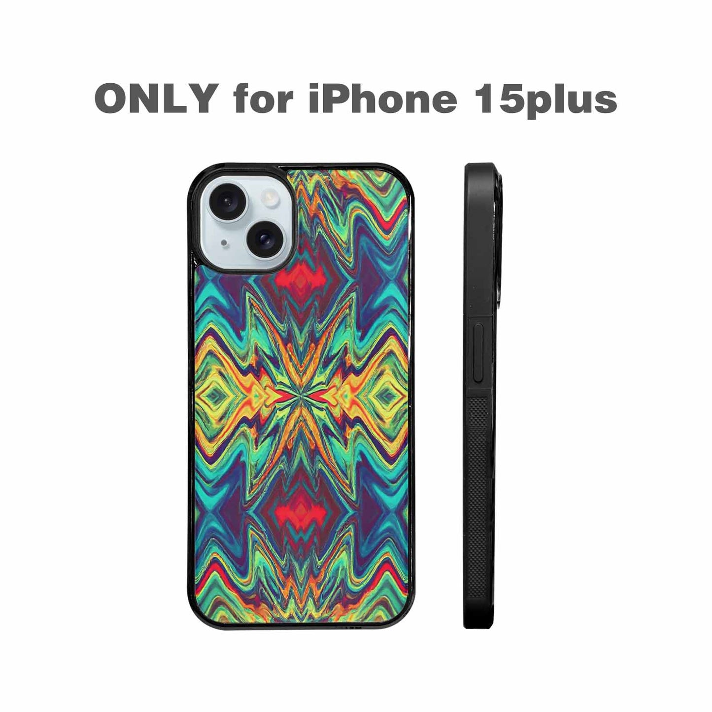 iPhone 15 Plus Case — Holographic Tribal Blaze, Custom Phone Case