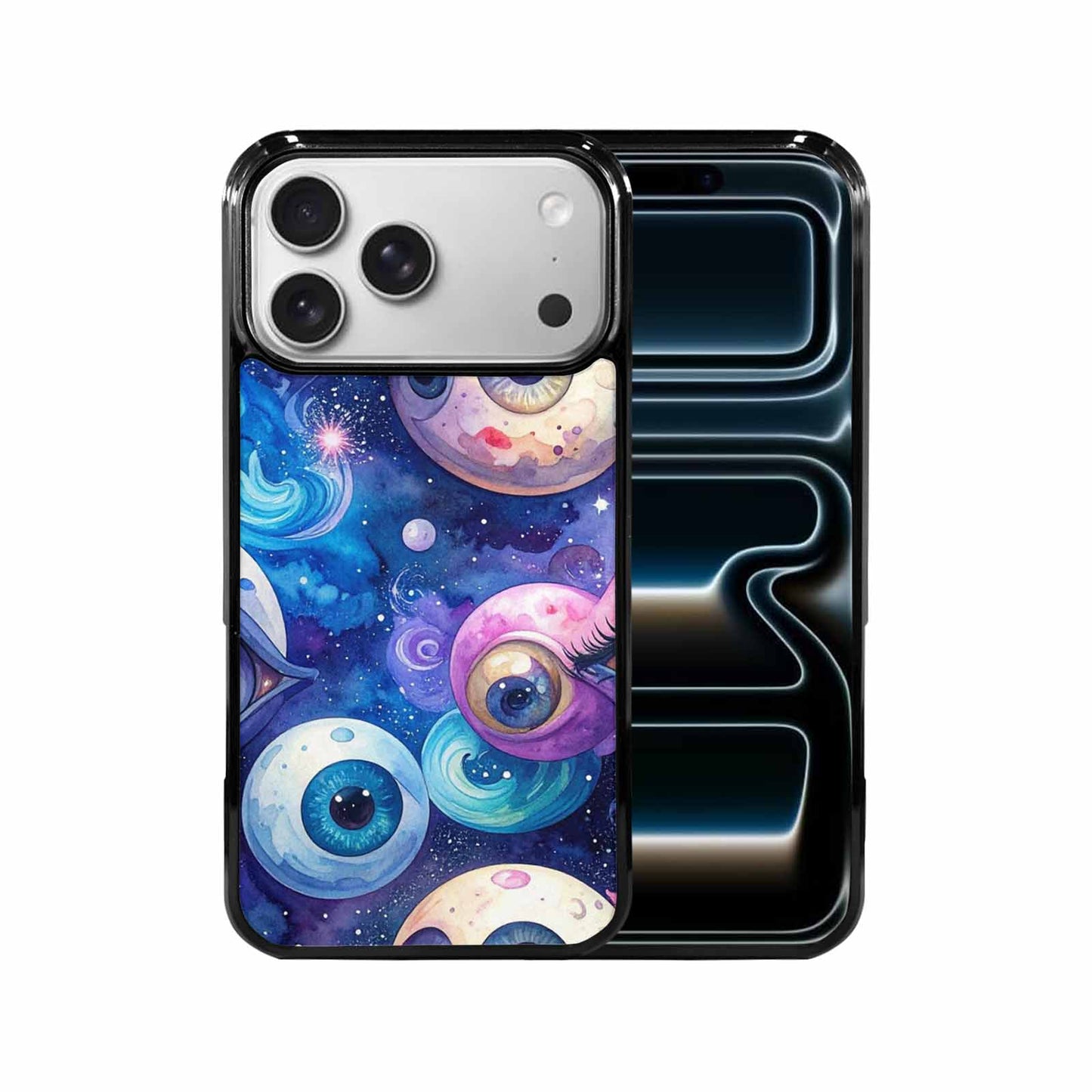 iPhone 17 Pro Max Case — Cartoon Eyeballs Galaxy Space, Custom Art Phone Cover